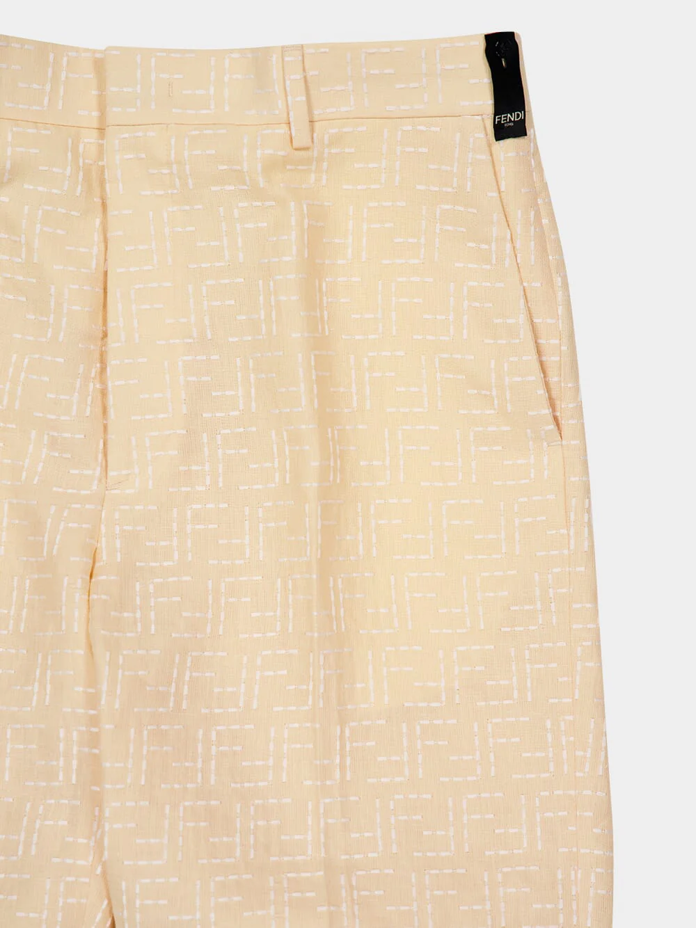 Yellow Linen Jacquard Bermuda Shorts - Image 3