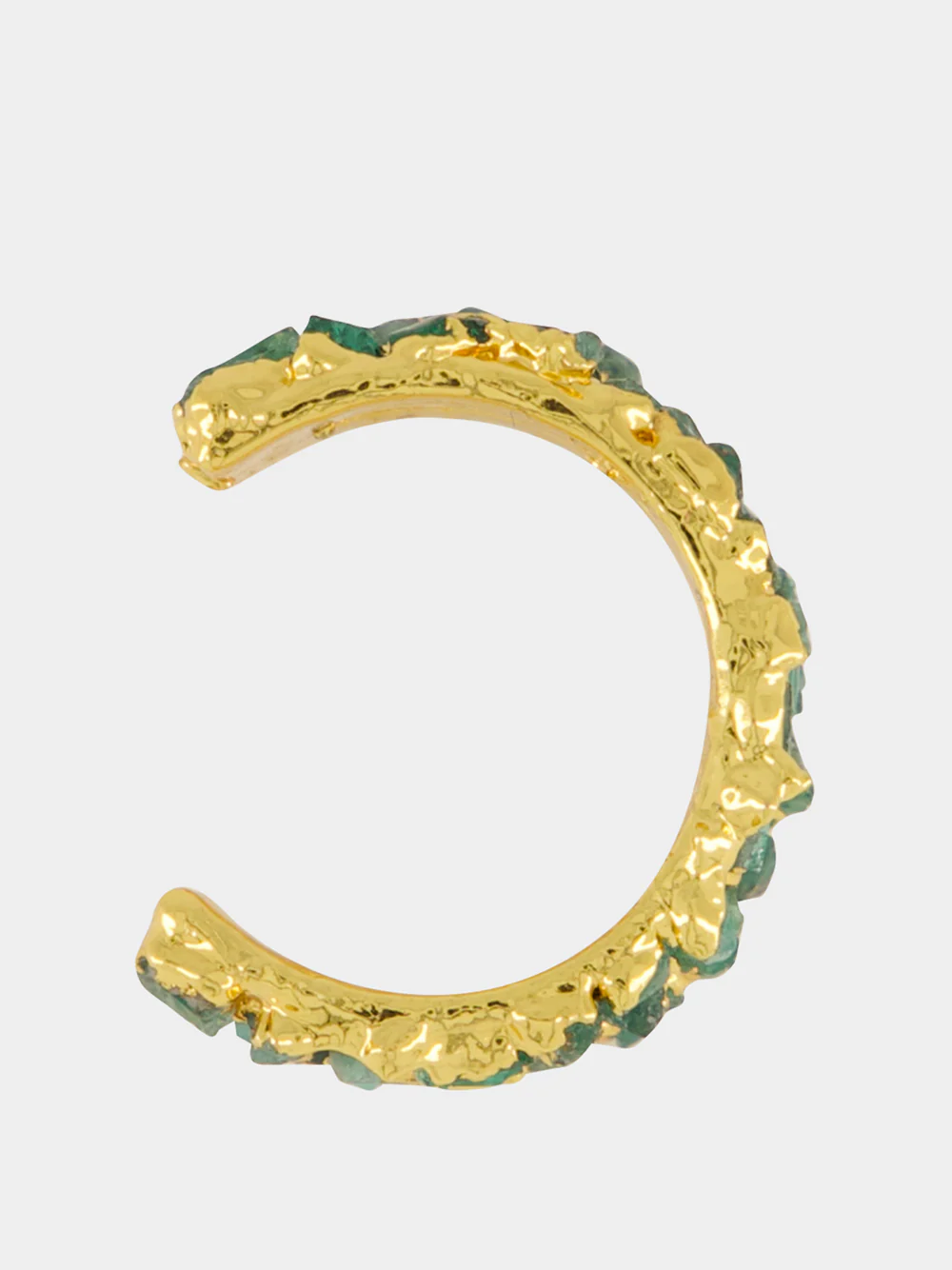 Gold Medium Mosaico Emerald Ear Cuff - Image 2