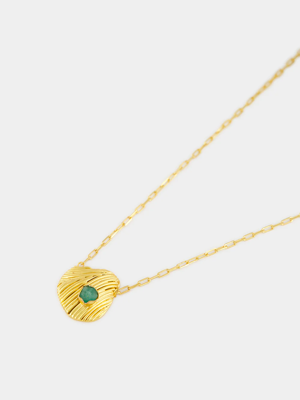 Gold Long Emerald Shell Necklace - Image 2