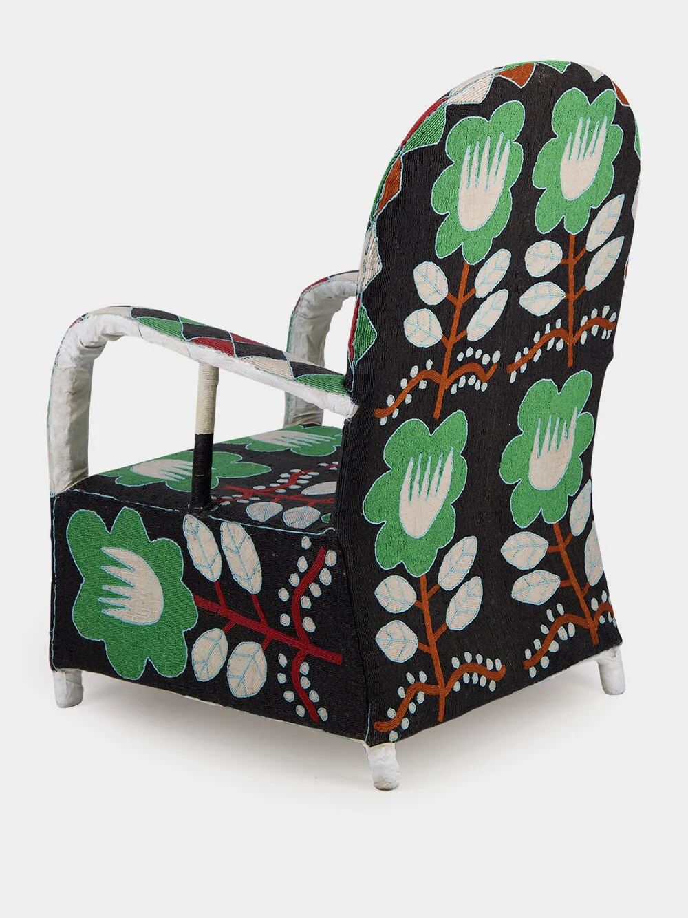 Black Floral Beaded Armchair - Image 3