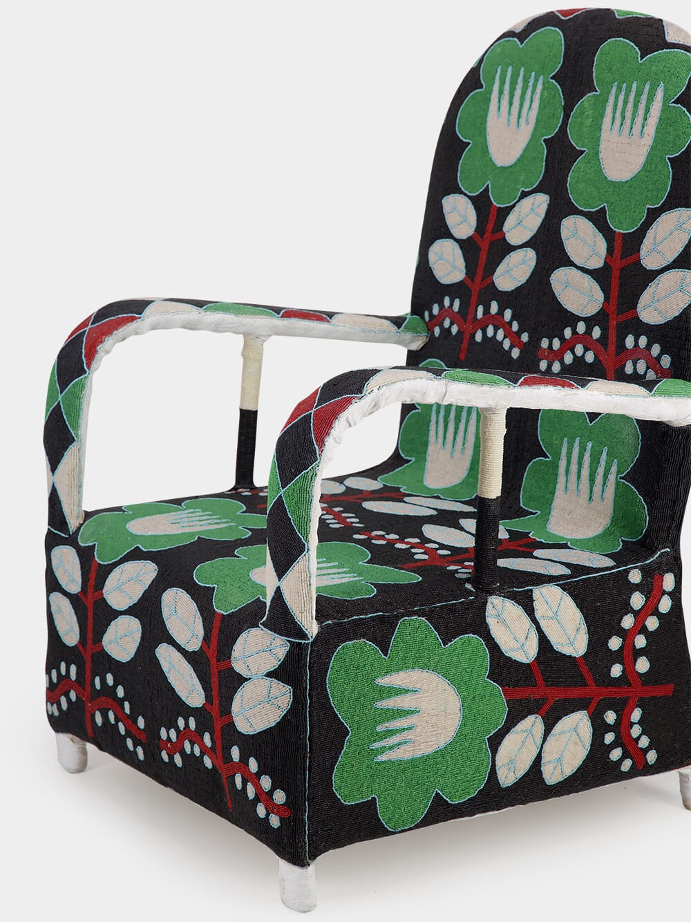 Black Floral Beaded Armchair - Image 4