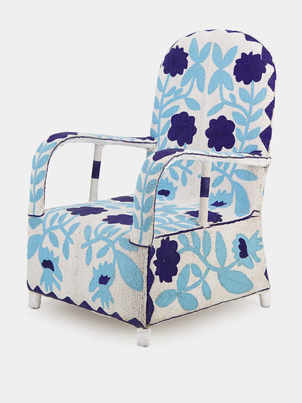 Recycled Beads Blue Floral Armchair - Image 2