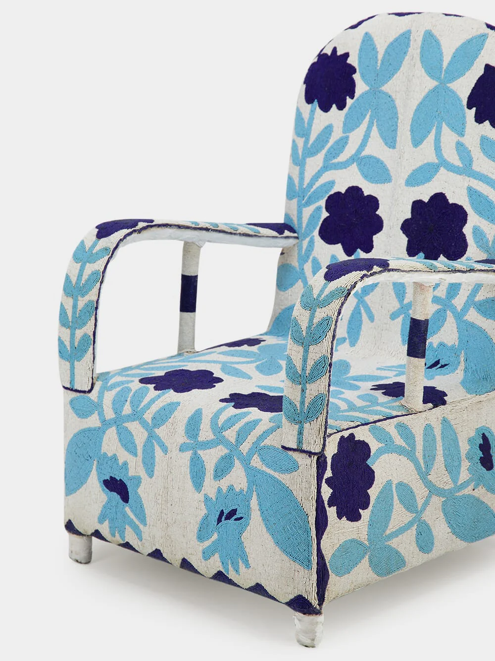 Recycled Beads Blue Floral Armchair - Image 4