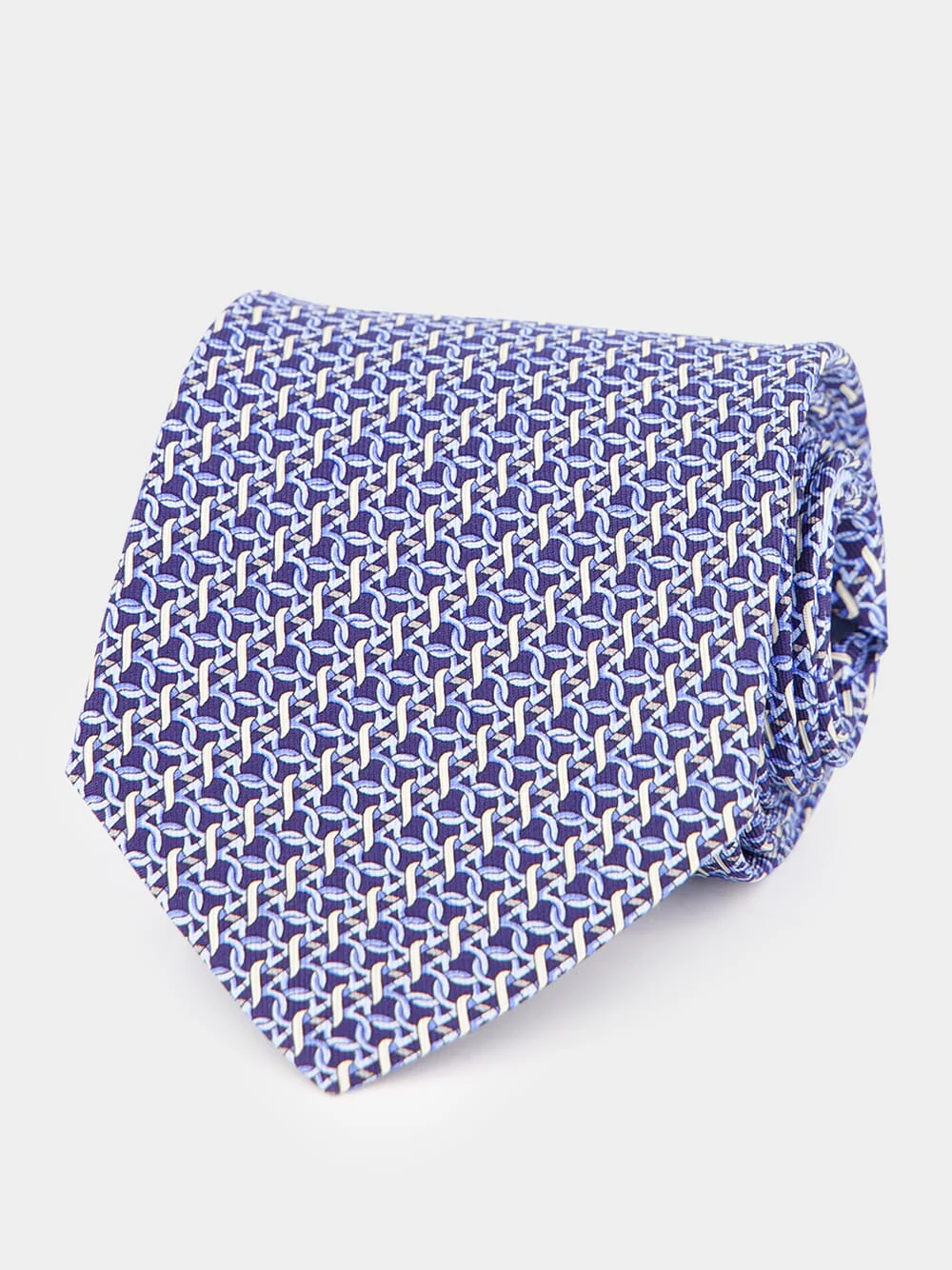 Blue Gancini Print Silk Tie