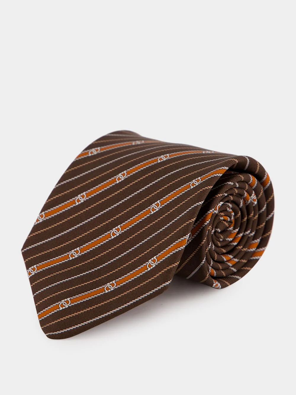 Brown Treccia Silk Tie