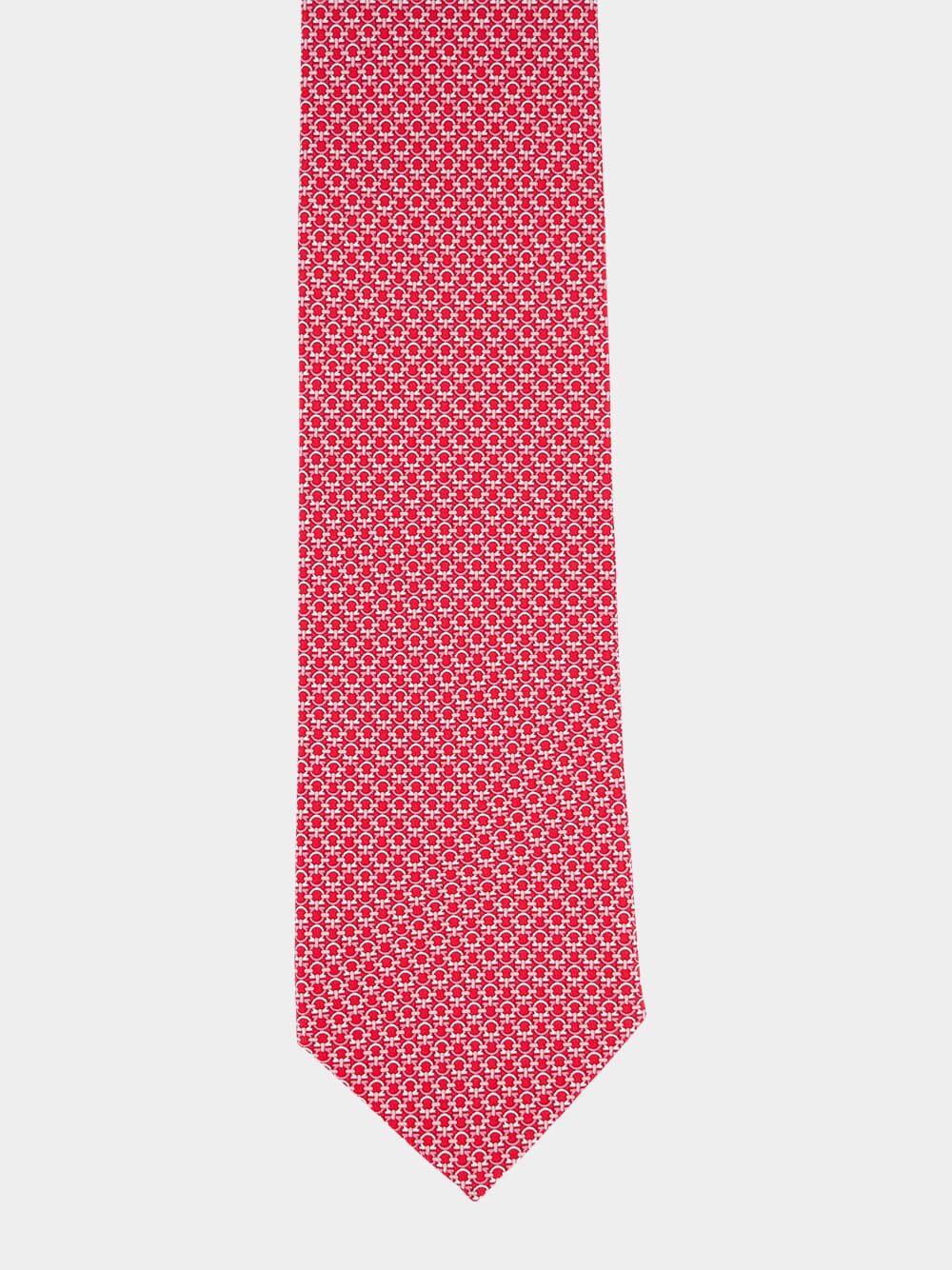 Gancini Print Red and Pink Silk Tie - Image 3