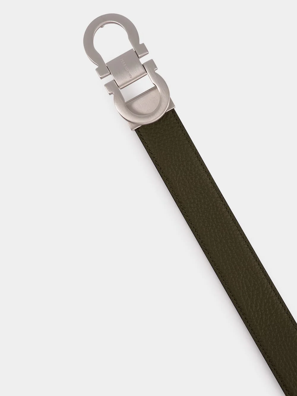 Green and Black Reversible Gancini Belt - Image 3