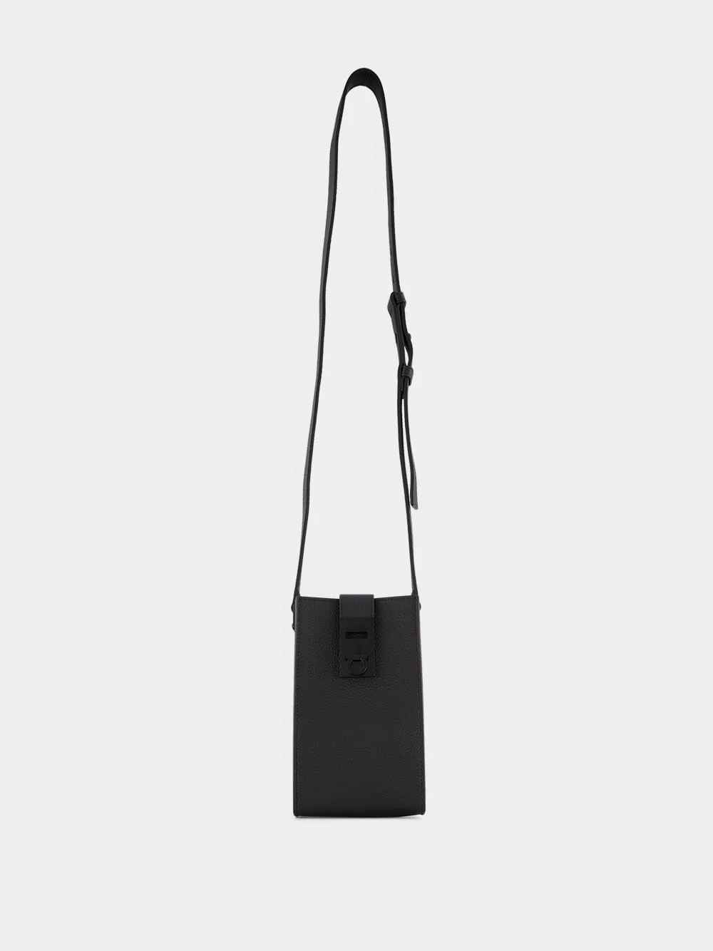 Gancini-buckle Black Leather Crossbody Bag - Image 2
