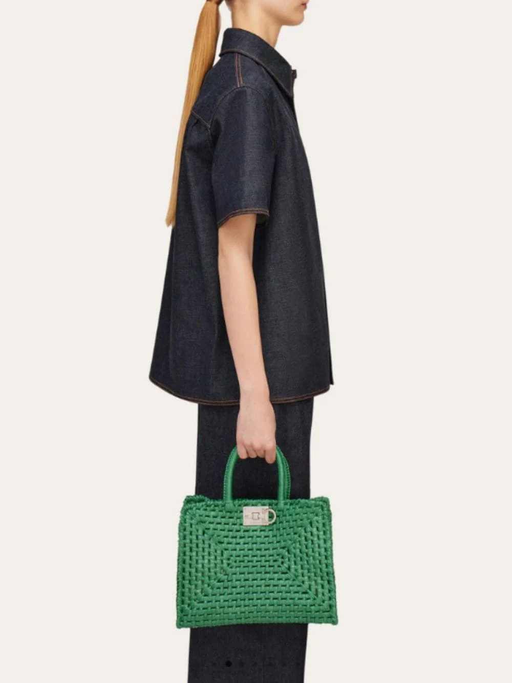 Green Medium Studio Box Bag - Image 2