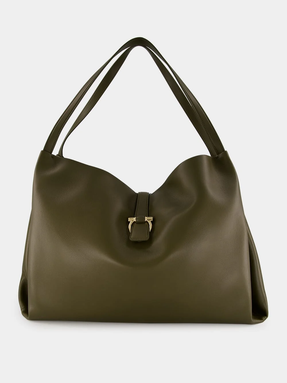 Olive Green Leather Tote Bag - Image 2