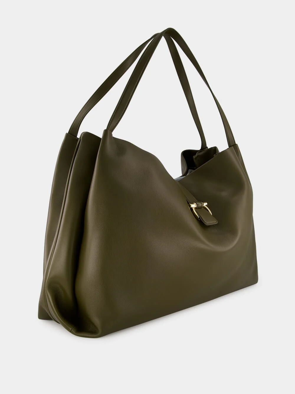 Olive Green Leather Tote Bag - Image 3
