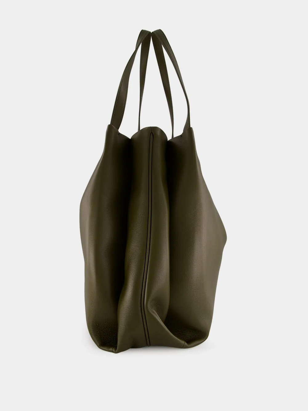 Olive Green Leather Tote Bag - Image 4