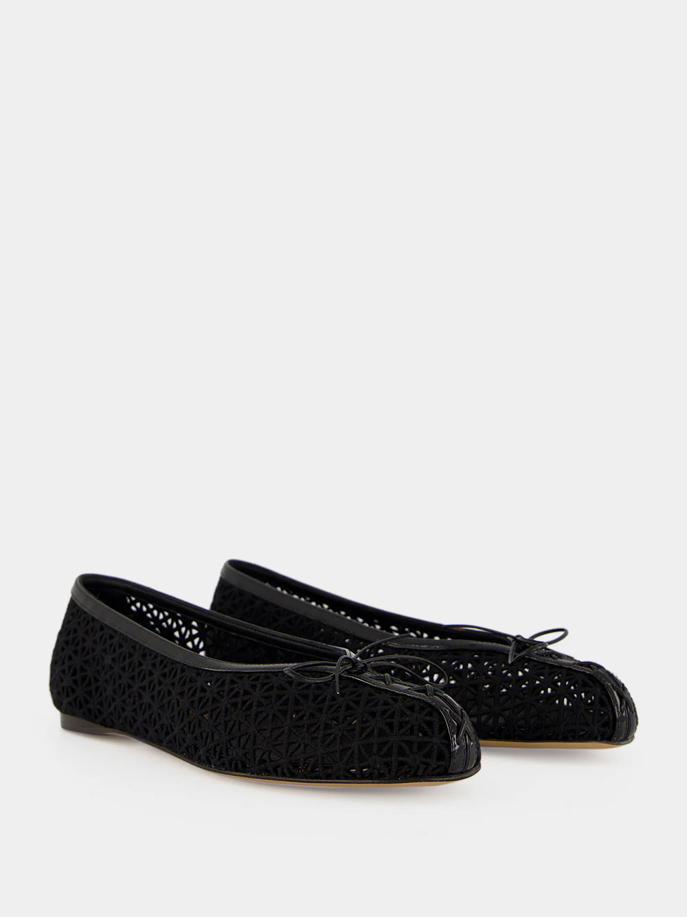 Black Macramé Lace Ballet Flats - Image 3