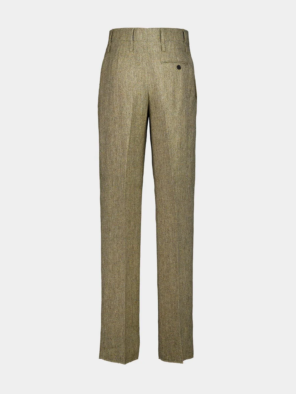 Beige Tailored Linen Trousers - Image 2
