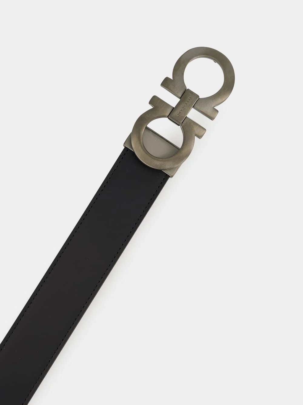 Black and Hickory Reversible Gancini Belt - Image 2