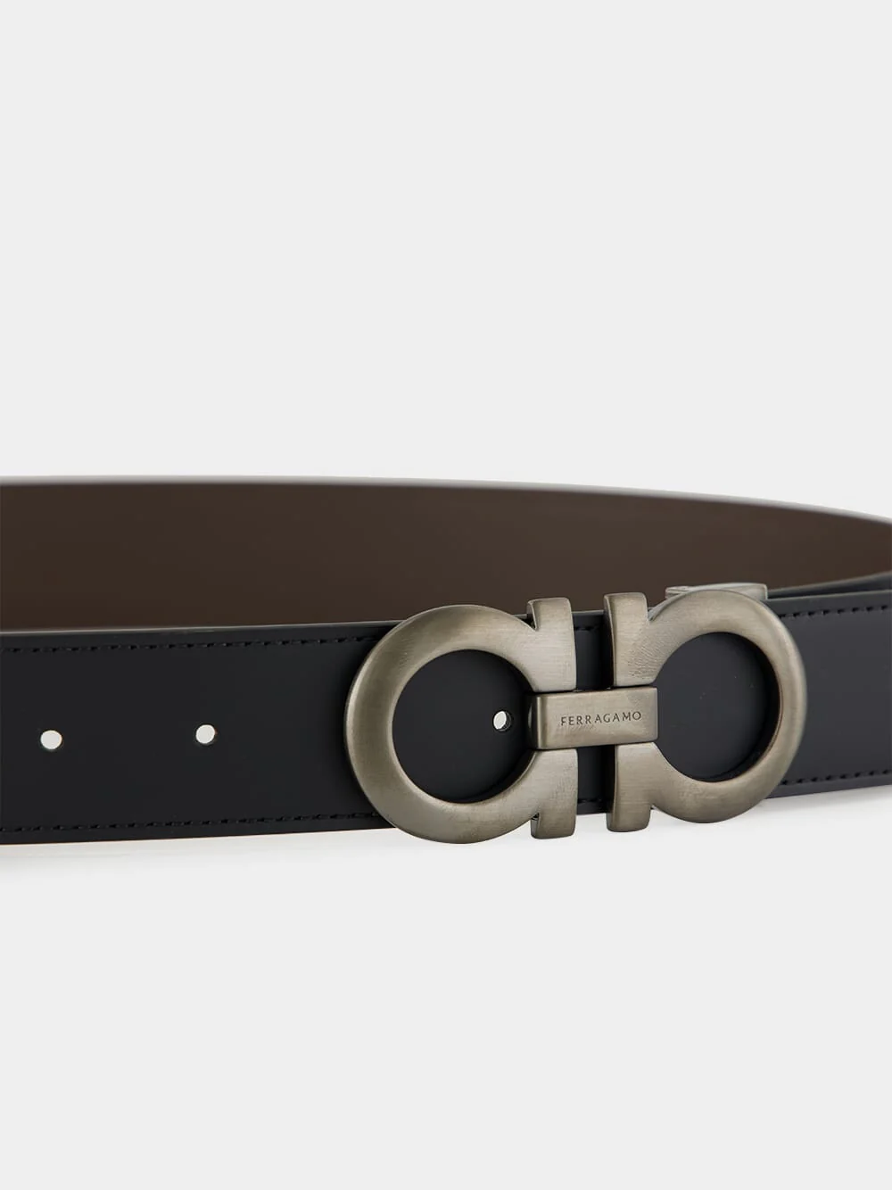 Black and Hickory Reversible Gancini Belt - Image 3