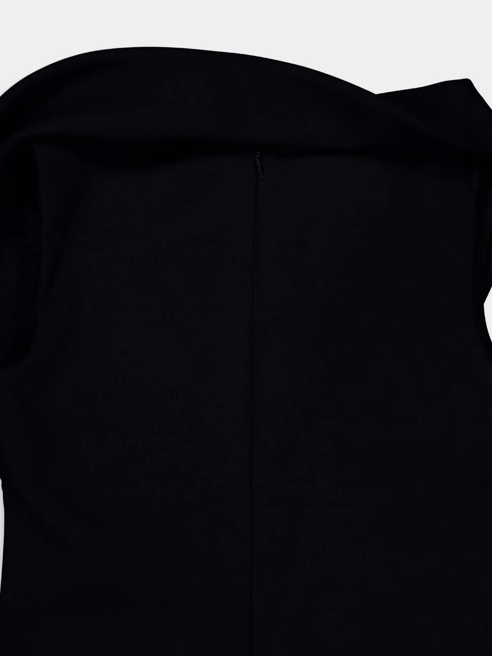 Black Asymmetric Wool Mini Dress - Image 6