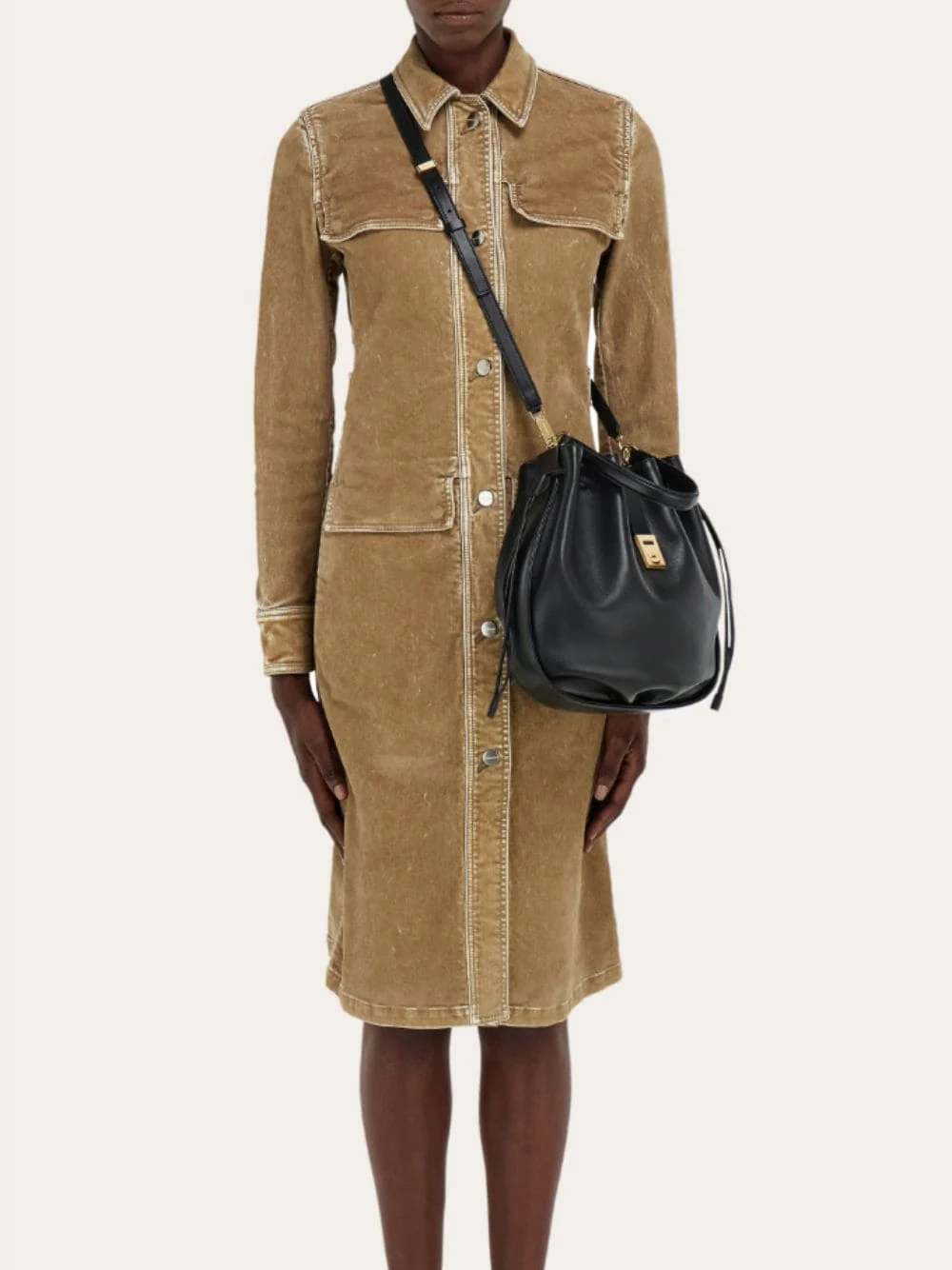 Black Calfskin Hug Bucket Bag - Image 4