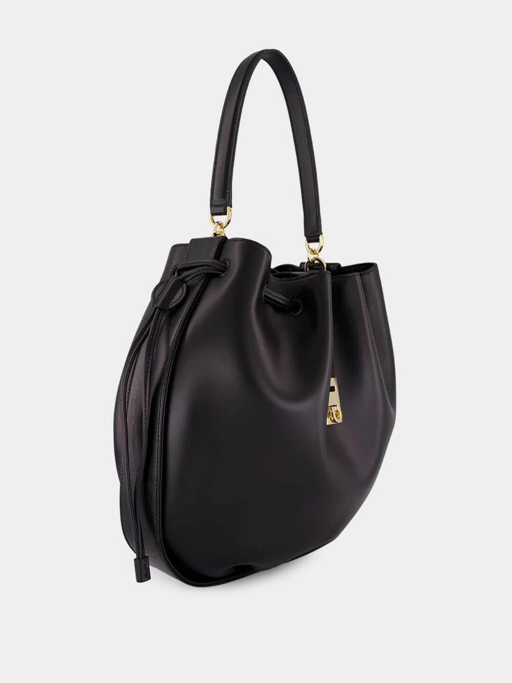Black Calfskin Hug Bucket Bag - Image 5