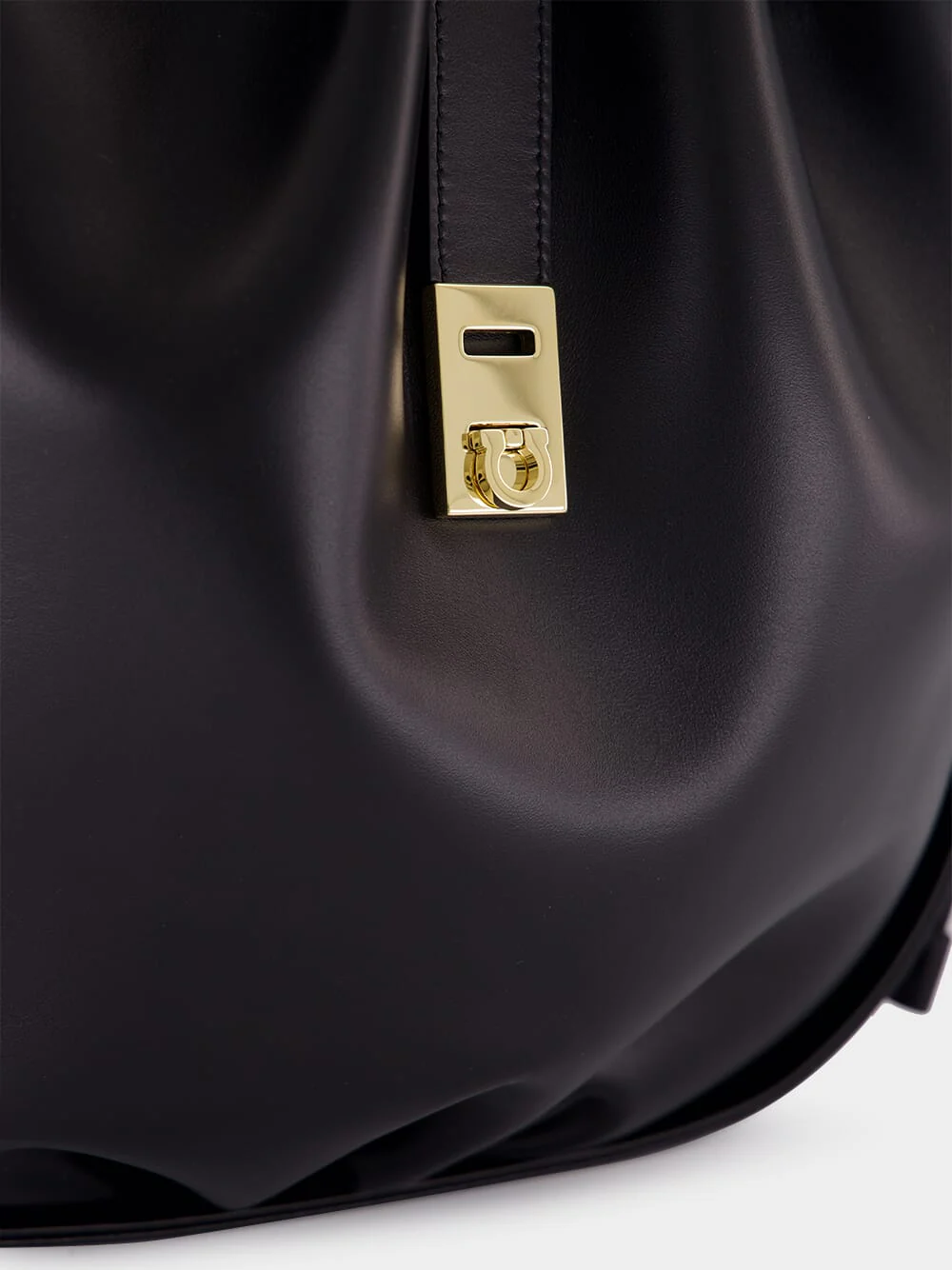 Black Calfskin Hug Bucket Bag - Image 9