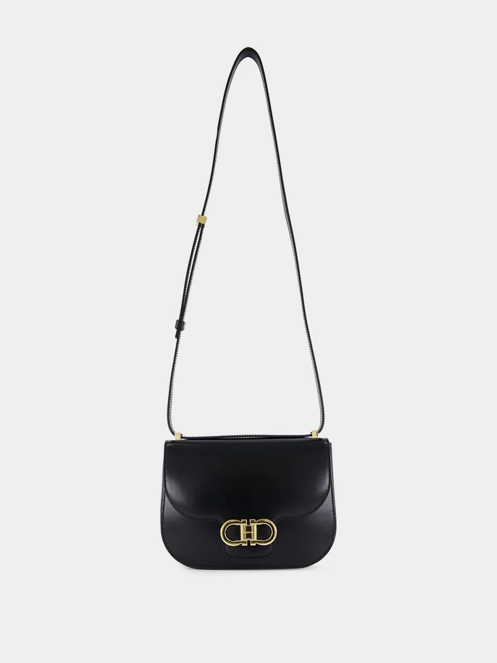 Black Double Gancini North-South Crossbody Bag - Image 2