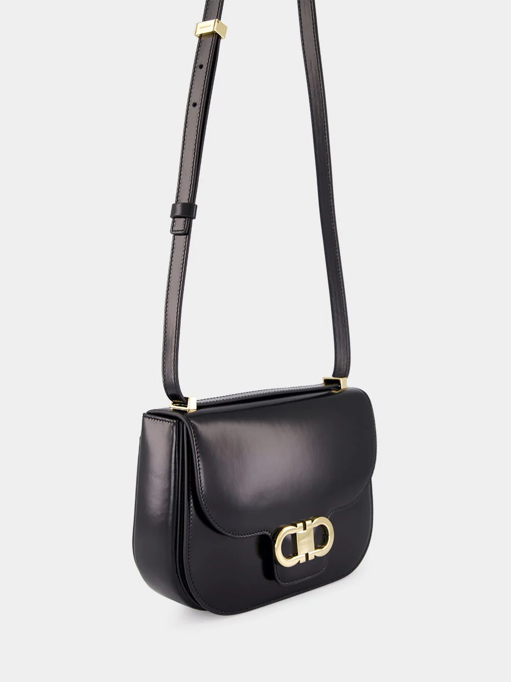 Black Double Gancini North-South Crossbody Bag - Image 3