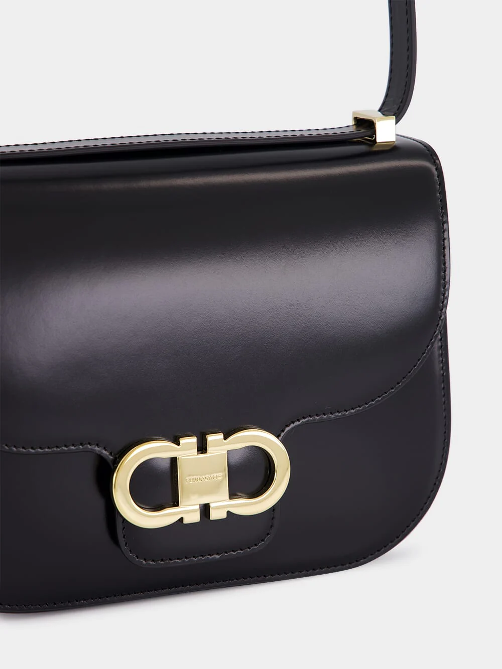 Black Double Gancini North-South Crossbody Bag - Image 7