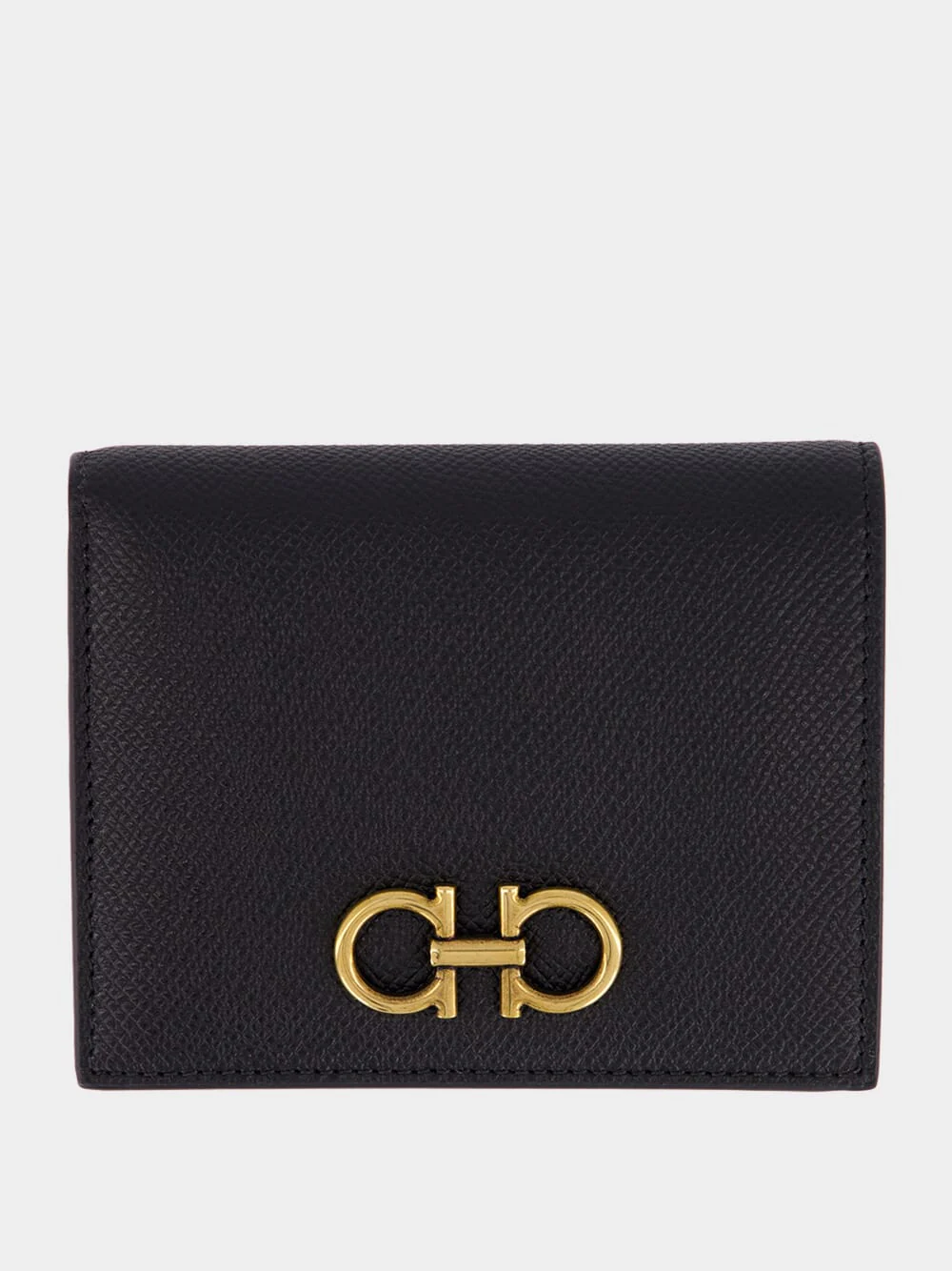 Black Gancini Compact Leather Wallet