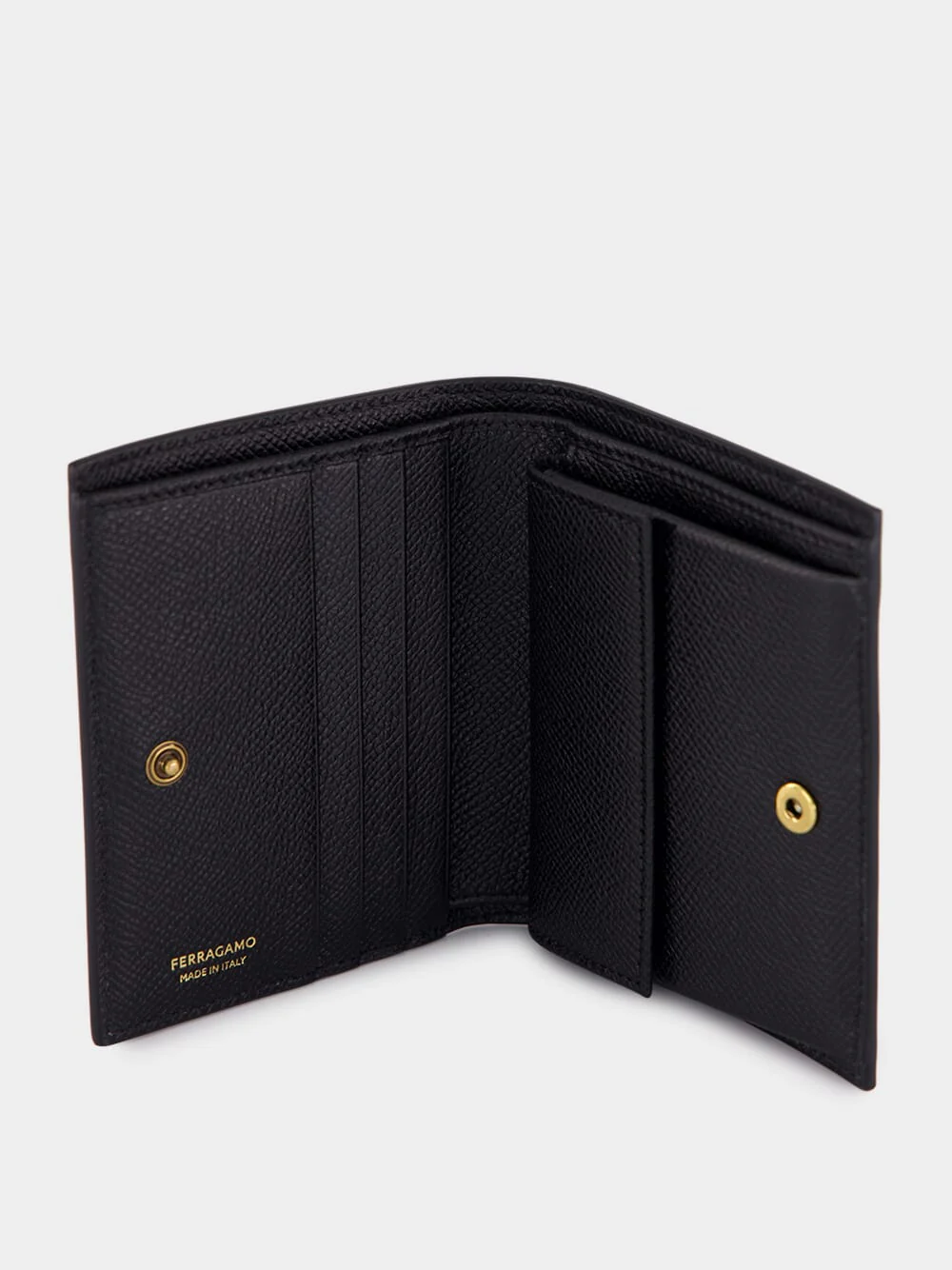 Black Gancini Compact Leather Wallet - Image 3