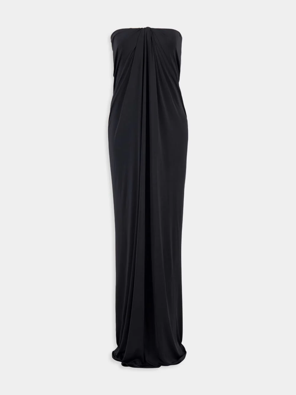 Black Gathered Strapless Long Dress - Image 2