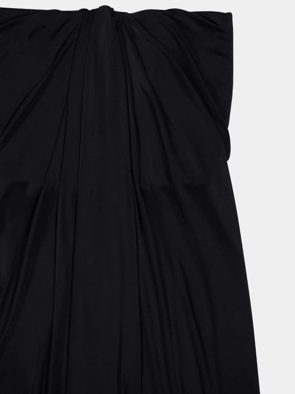 Black Gathered Strapless Long Dress - Image 5