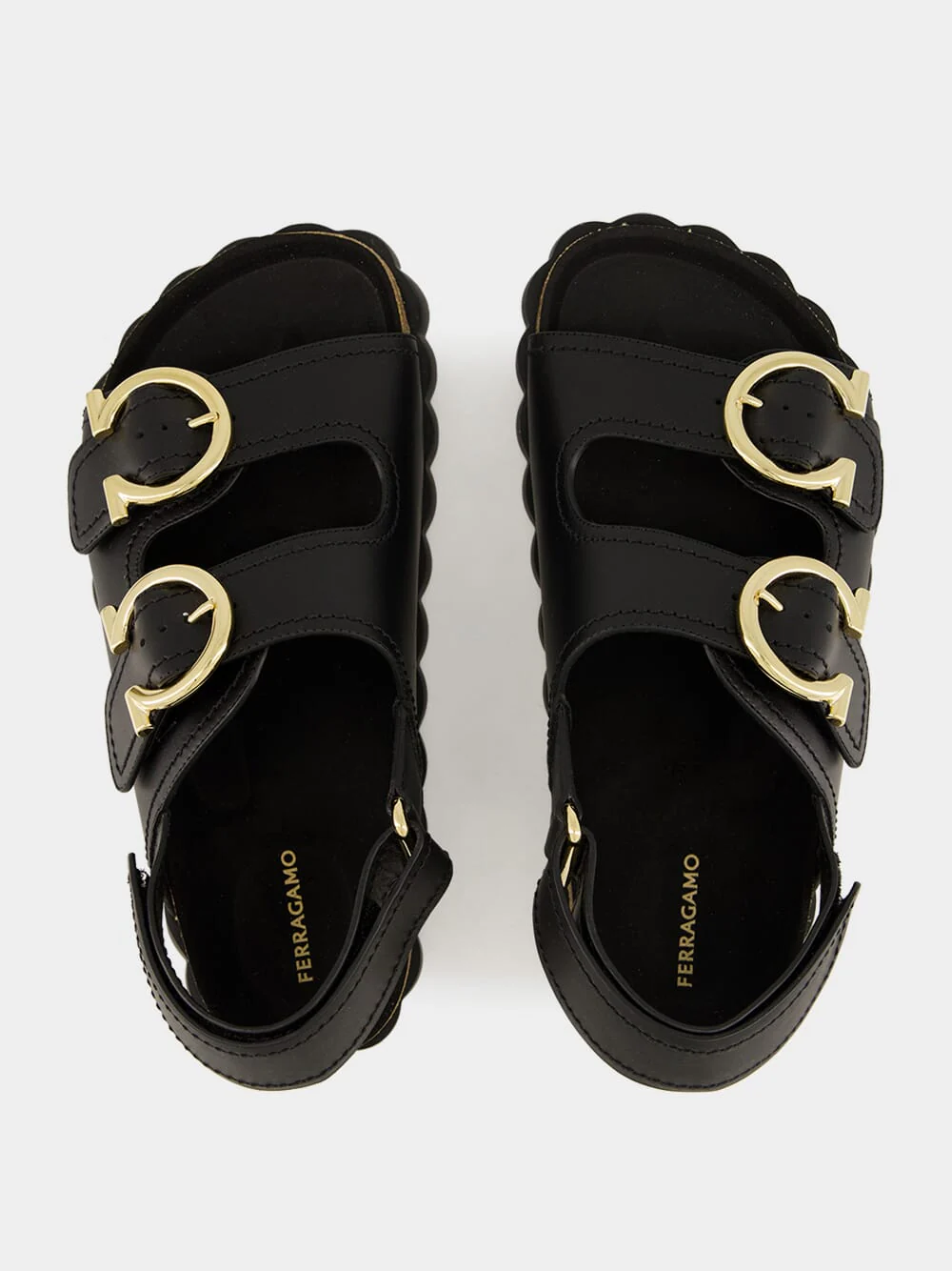 Black Kamakura Ornament Double Buckle Sandals - Image 4