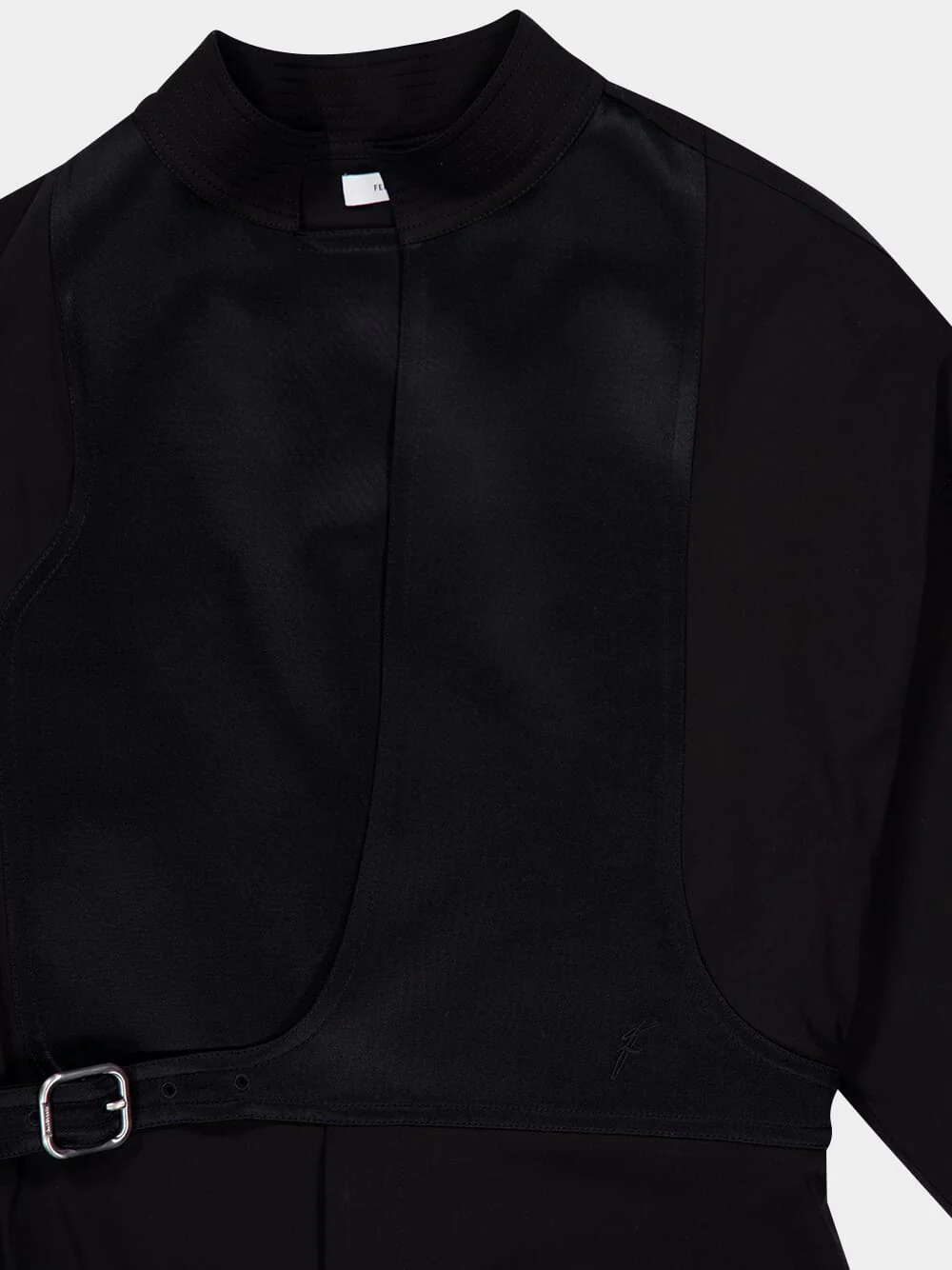 Black Long-Sleeved Shirt with Bib - Image 5