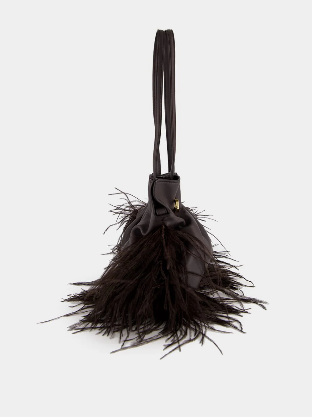Black Nappa Leather Feather Small Soft Bag - Image 4