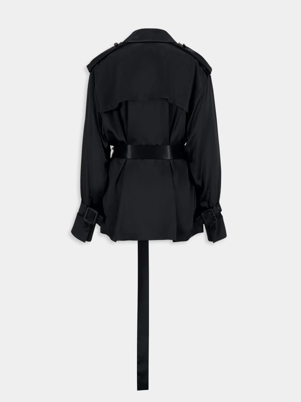 Black Satin Double-Breasted Jacket - Image 2