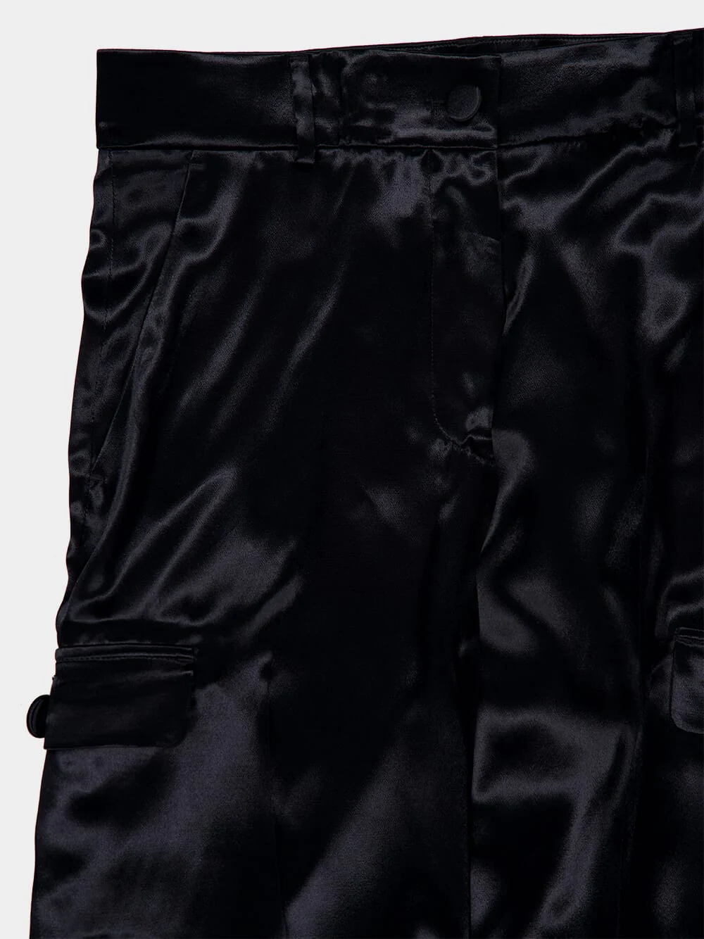 Black Satin Straight-Leg Trousers - Image 3