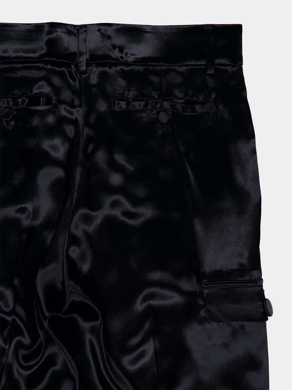 Black Satin Straight-Leg Trousers - Image 4