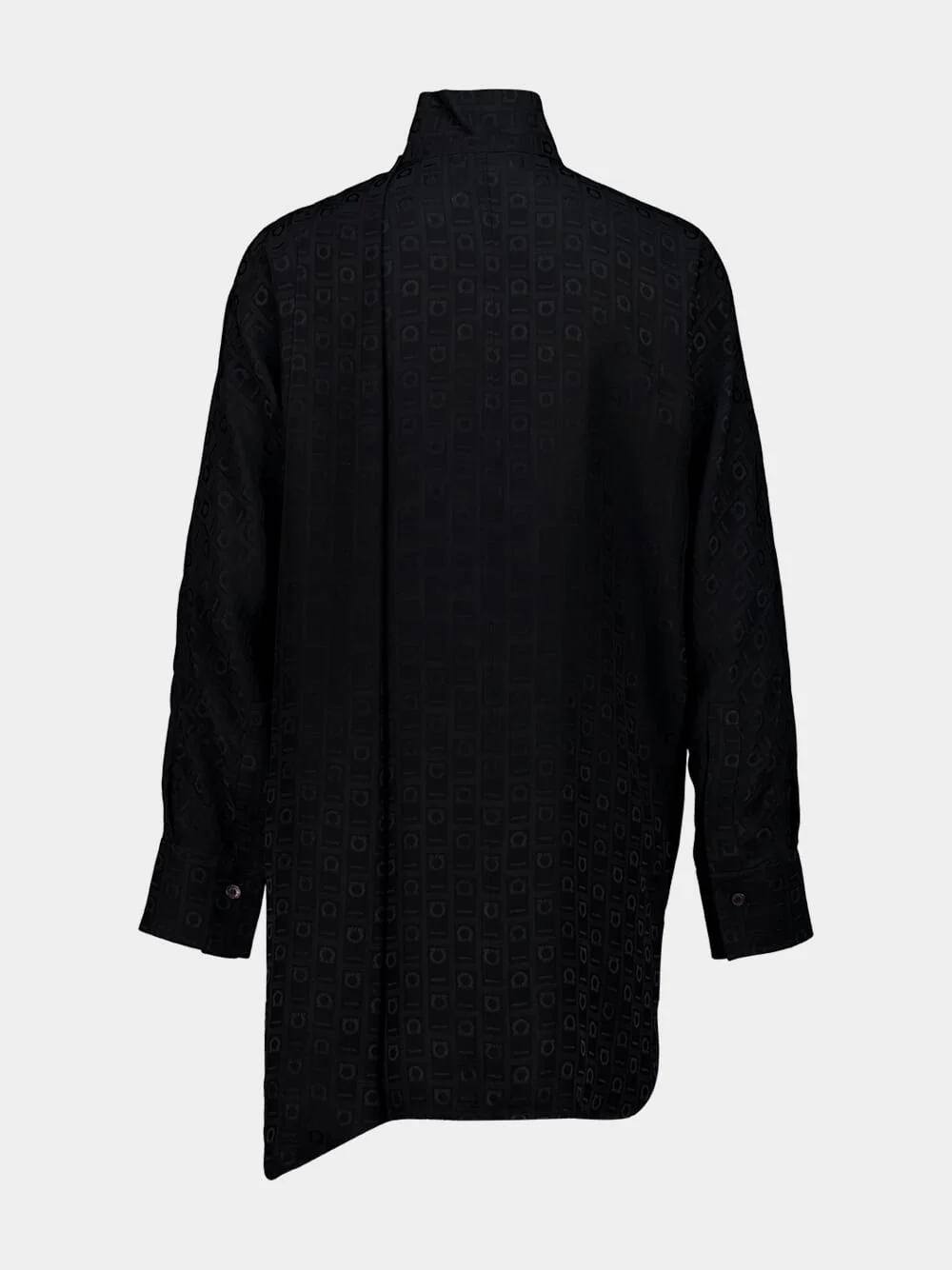 Black Silk Blouse with Sash Collar - Image 3