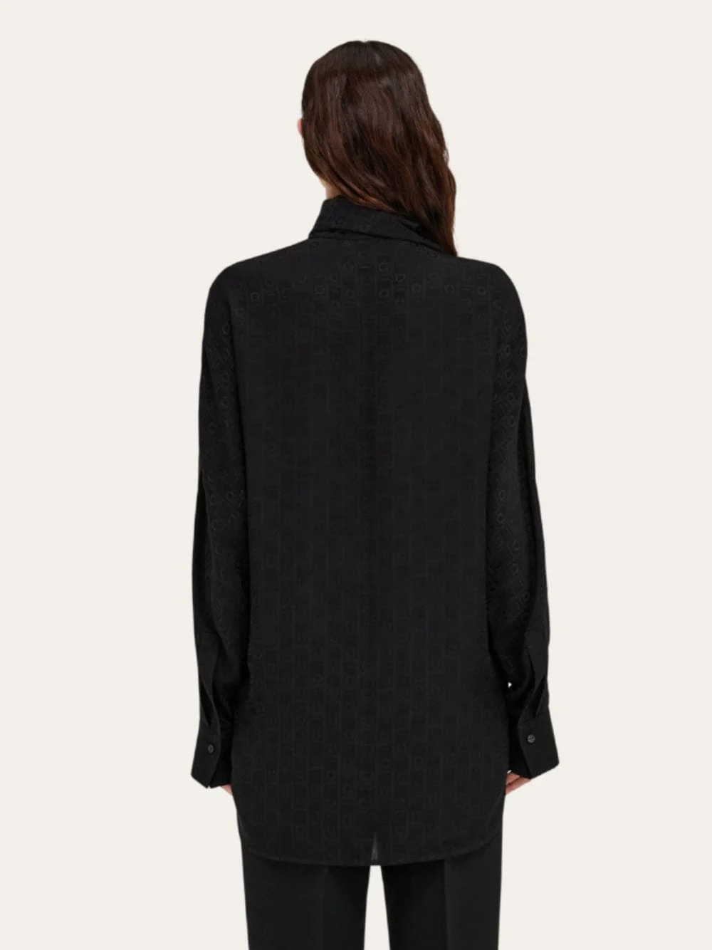 Black Silk Blouse with Sash Collar - Image 4