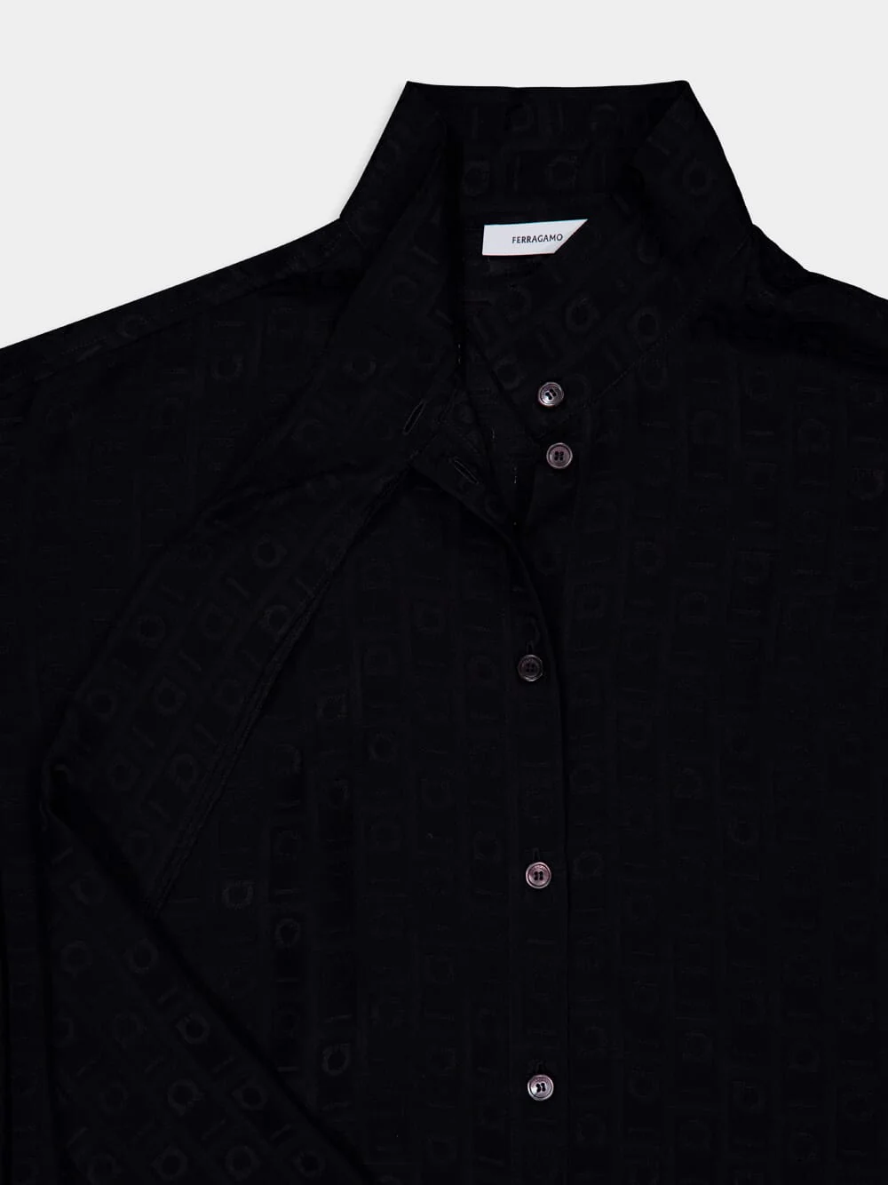 Black Silk Blouse with Sash Collar - Image 5