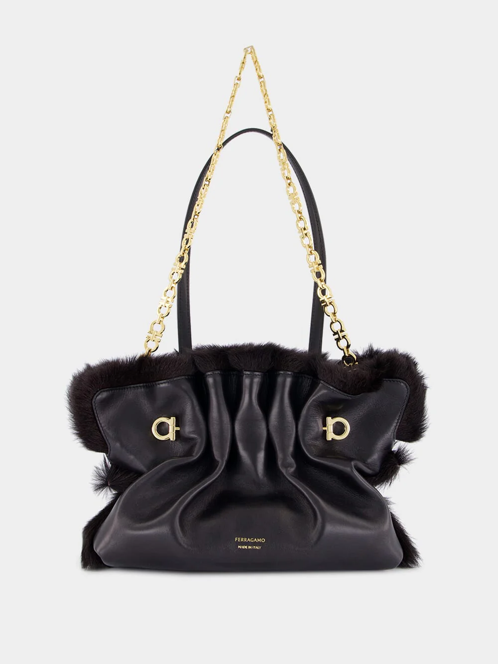 Black Soft-Bag with Mink Trim - Image 2