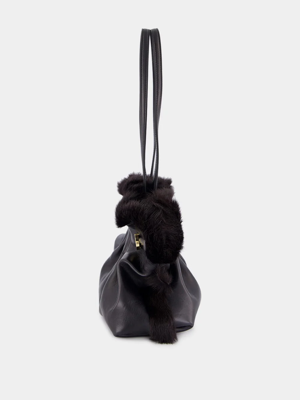 Black Soft-Bag with Mink Trim - Image 4