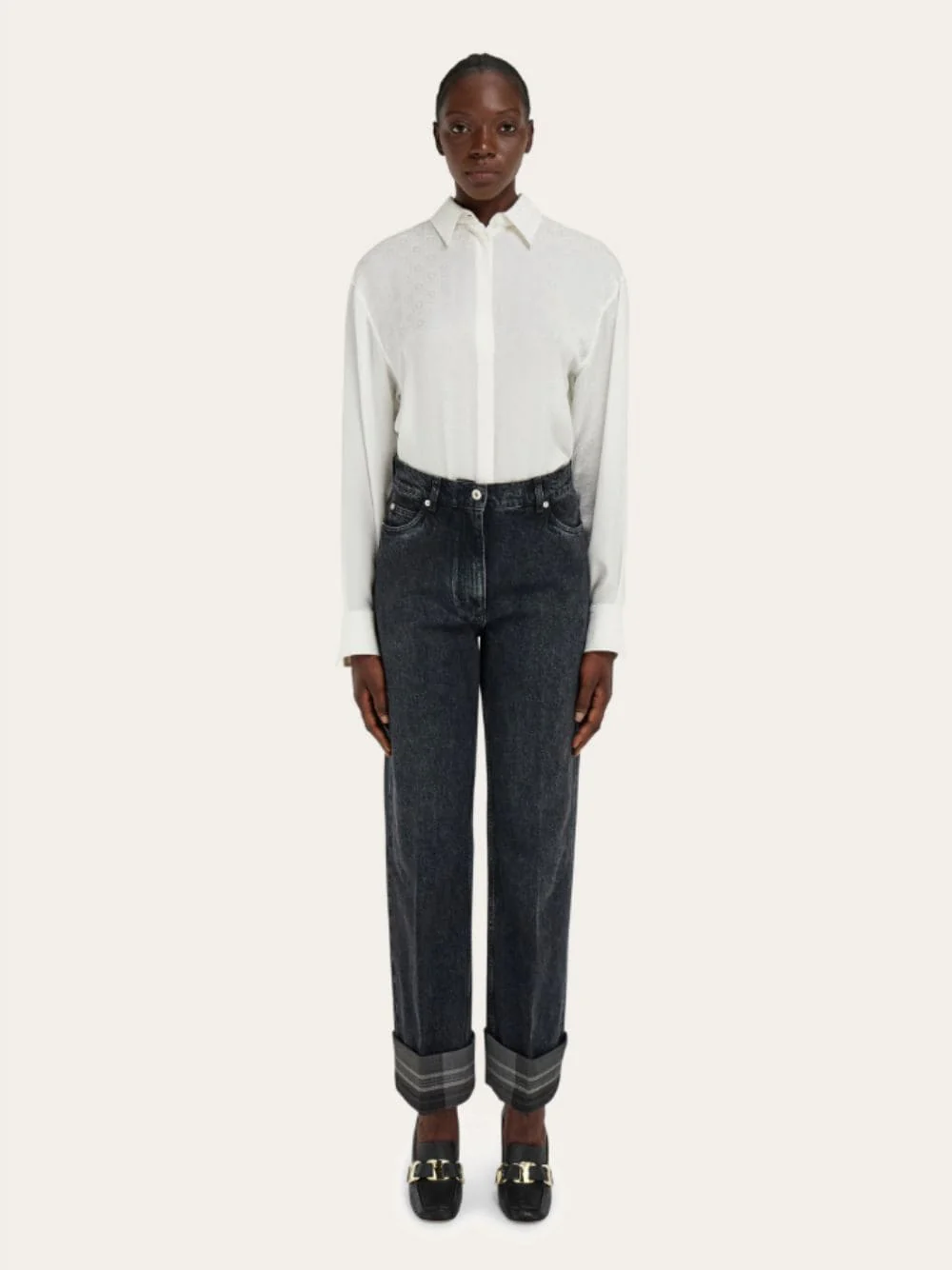 Black Turn-Up Jeans - Image 2