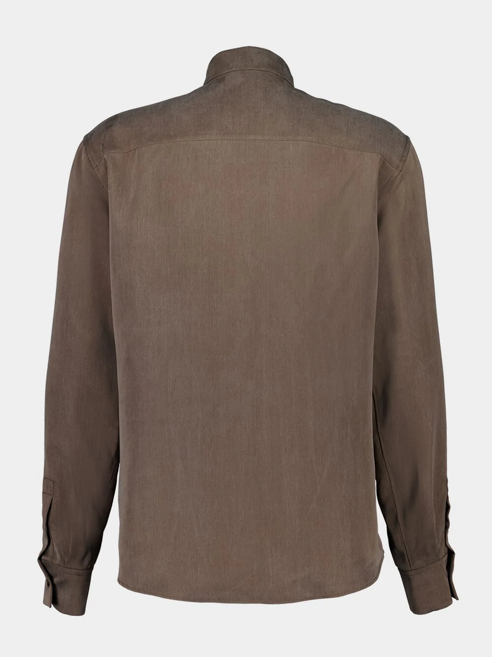 Brown Button-Up Shirt in Matt Satin Lyocell - Image 2