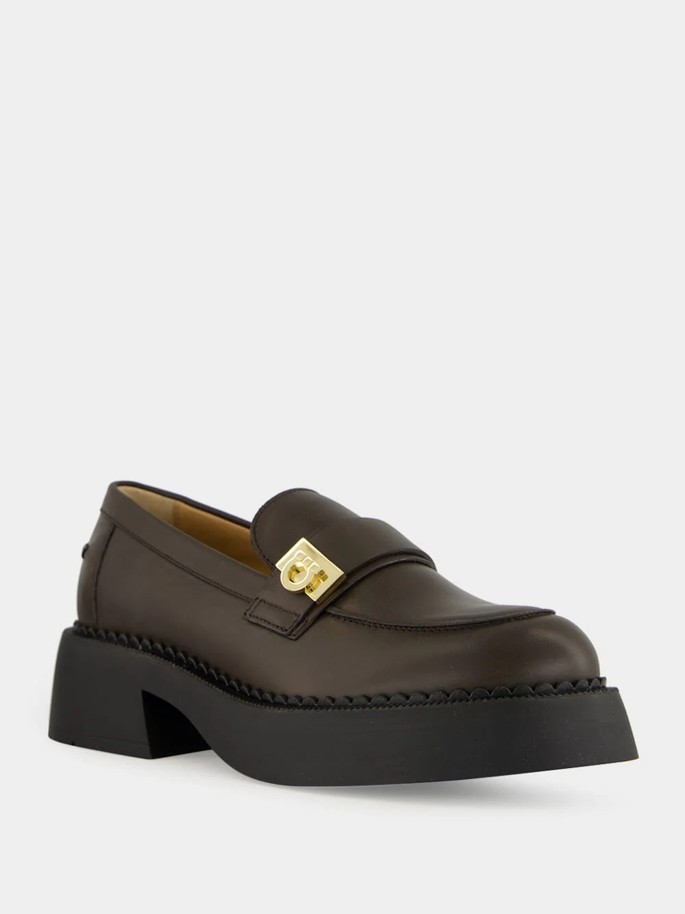 Brown Caminia Chunky Leather Loafers - Image 2