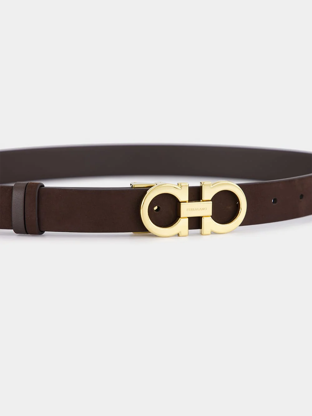Brown Gancini Leather Belt - Image 3