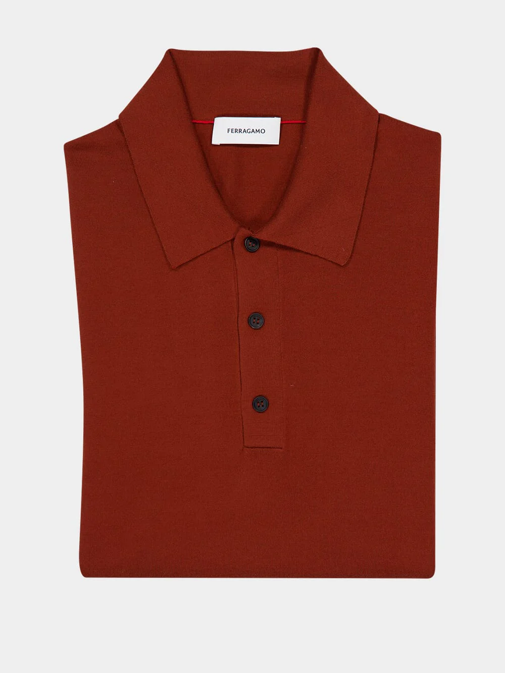 Brown Silk Cotton Knit Polo - Image 3