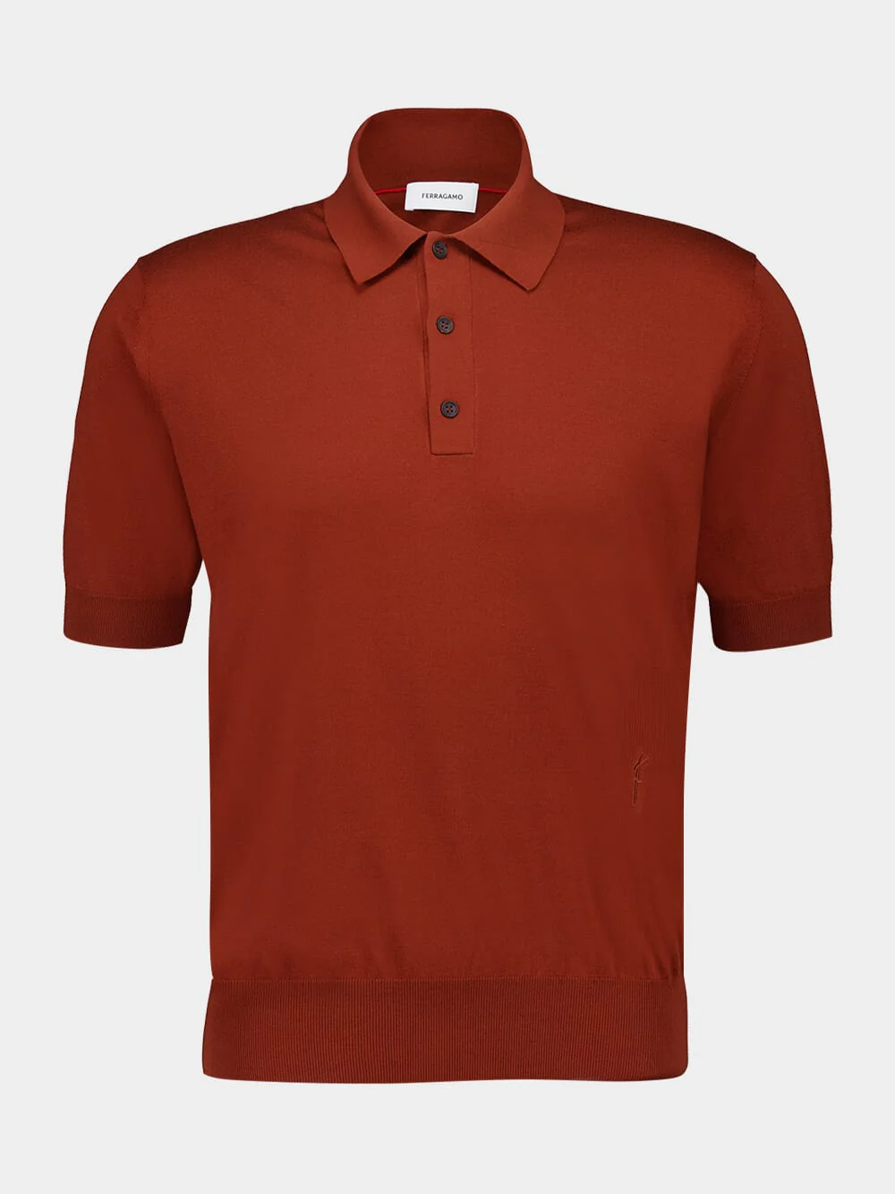 Brown Silk Cotton Knit Polo - Image 4