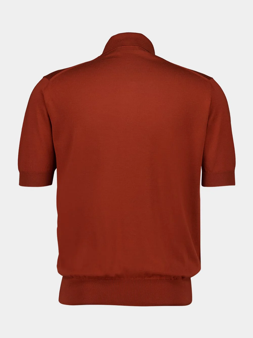 Brown Silk Cotton Knit Polo - Image 5