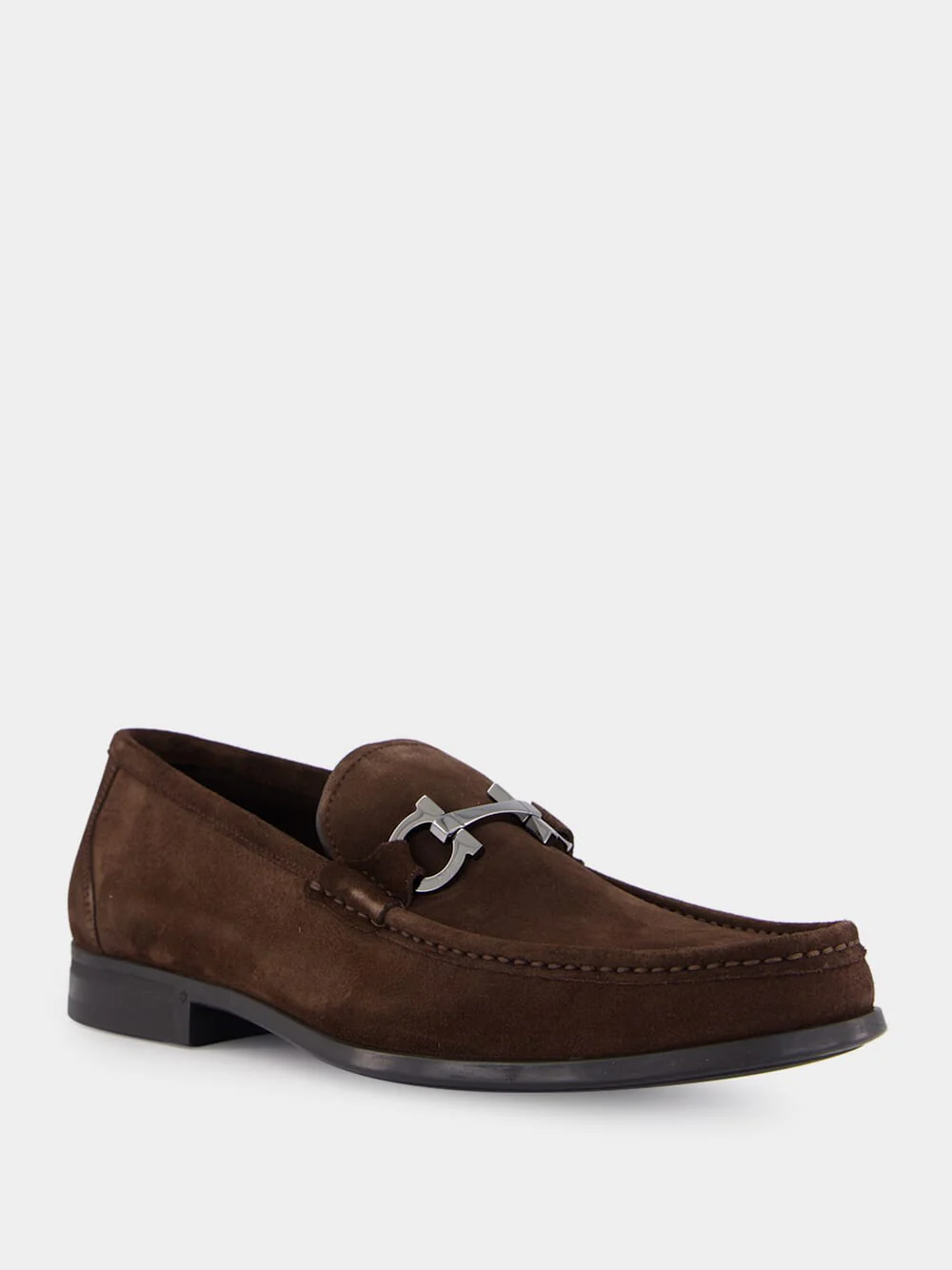 Brown Suede Gancini Loafers - Image 2